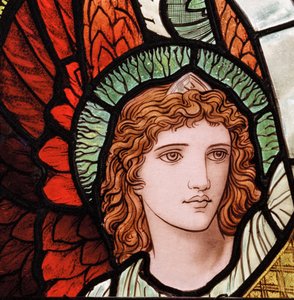 Grasmere, St Oswald, James Powell & Sons, Henry Holiday, Bakan Melekler, detay, 1893 by Henry Holiday