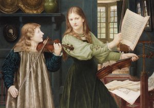 Raphael öncesi resimler: Duet par Holiday, Henry (1839-1927). Karton üzerine suluboya, 78x108. Özel koleksiyon by Henry Holiday