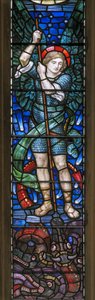 Yeovil, St John The Baptist, Lowndes & Drury, Henry Holiday, The Archangel St Michael & Dragons, 1917-18 by Henry Holiday