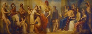'Toplanmış Tanrıların tüm armağanlarıyla donattığı Pandora...', 1834 (maun panel üzerine yağlı boya)