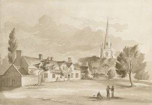 Brewood Kilisesi: sepya çizimi, 1844