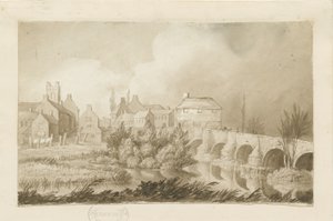 Burton-upon-Trent Köprüsü ve Kasabası: sepya çizimi, nd [c 1840]