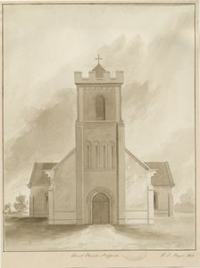 Stafford - Christ Church: sepya yıkama çizimi, 1844 by Henry James Noyes