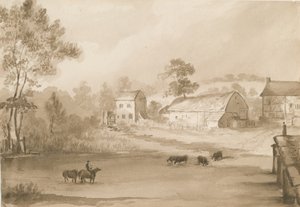 Trysull Mill: sepya yıkama çizimi