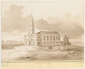 Wolverhampton - St. George Kilisesi: sepya yıkama çizimi, 1844