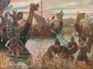 Bir Danimarka Baskını (renkli taş baskı) by Henry Justice Ford
