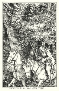 meşe ağacında Charles II (lito) by Henry Justice Ford