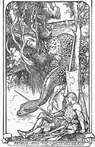 Kral Arthur ve Arayan Canavar İllüstrasyonu, HJ Ford (1860-1940), “The book of Romance”dan, 1902 Özel koleksiyon by Henry Justice Ford