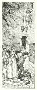 Küçük John Wesley ateşten kurtardı (taş) by Henry Justice Ford