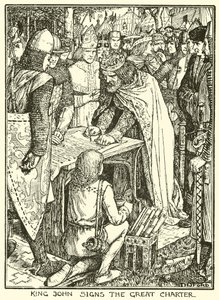 Magna Carta. Kral John Büyük Tüzüğü İmzalıyor (gravür) by Henry Justice Ford