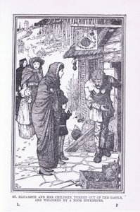 Aziz Elizabeth ve çocukları, kaleden çıktılar ve fakir hancı tarafından karşılandı, 1912 by Henry Justice Ford