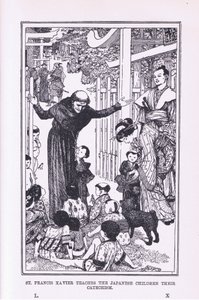 St Francis Xavier, Japon çocuklara eğitimlerini öğretiyor, 1912 by Henry Justice Ford