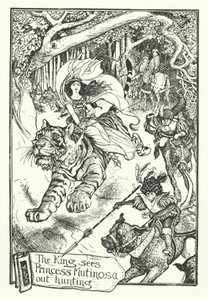 Kral, Prenses Mutinosa'yı Avlanıyorken Görüyor (gravür) by Henry Justice Ford