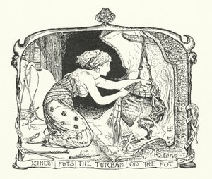 Zinebi Türbanı Tencereye Koyar (gravür) by Henry Justice Ford