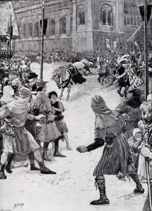 Kral Edward I'in taç giyme töreninde palfreyleri kaybetmek by Henry Marriott Paget