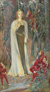 Pre-Raphaelite resimleri: Bir Zamanlar (Pamuk Prenses) (Blanche Neige) par Rheam, Henry Meynell (1859-1920). Suluboya, Kağıt üzerine guaj, 78x43. Özel koleksiyon