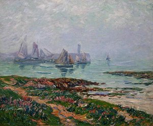 Balıkçı tekneleri ile sahil sahnesi by Henry Moret