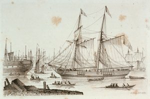 Henry Moses tarafından çizilen ve kazınan gemicilik eskizleri: Sheerness