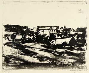 Evler ile tepelik manzara by Henry Nielsen