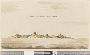 Sayfa 25aa Eimeo, Matavai Bay, Otahiete, 1768-75'ten göründüğü şekliyle (kalem ve mürekkep ve yıkama) by Henry Roberts