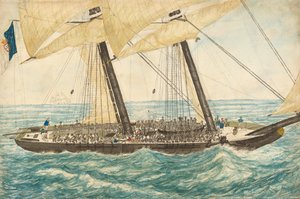 Portekizli köle tüccarı Diligenté, H.M. Gemide 600 köle ile Sloop Pearl, Mayıs 1838. by Henry Samuel Hawker