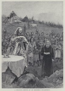 Orozhanni kampında (lito) bir dini hizmet by Henry Sandham