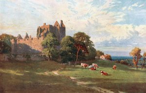 Craigmillar Kalesi, Edinburgh yakınlarında (renkli litografi)