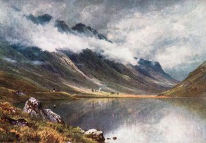 Loch Triochatan, Glencoe Girişi, Argyllshire (renkli lito)