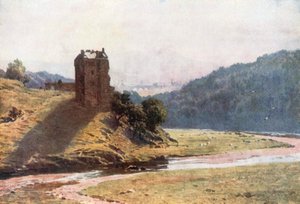 Neidpah Kalesi, Peeblesshire (renkli taş baskı)