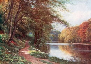 Ayr Nehri Üzerinde, Ayrshire (renkli taş baskı)