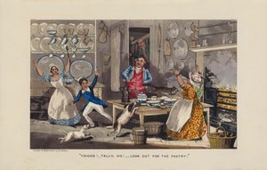 Mutfakta kaos (renkli gravür) by Henry Thomas (after) Alken