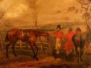 Çitin Yanında Sigara İçen Avcılar (63919) by Henry Thomas Alken