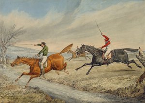 Engelli Koşu: Çay İçen Üç Binici (kağıt üzerinde kalem ve tuvalet) by Henry Thomas Alken