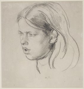 Bir Kızın Başı (kağıt üzerinde tebeşir) by Henry Tonks