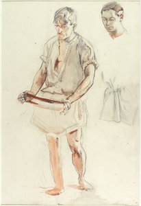 Ayakta Adam: Kafa ve Gömlek Çalışmaları (kağıt üzerinde kalem ve wc) by Henry Tonks