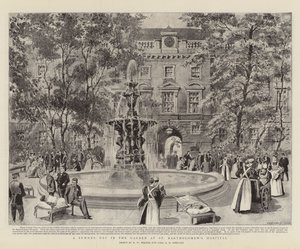 St Bartholomew Hastanesinde Bahçede Bir Yaz Günü by Henry William Brewer