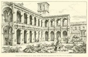 Saray ve Aziz Mark Bazilikası, Roma, Aziz Ignatius zamanında Papalık İkametgahı (gravür) by Henry William Brewer