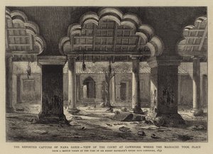 Nana Sahib'in Bildirilen Yakalanması, Katliamın Gerçekleştiği Cawnpore'daki Mahkemenin Görünümü by Henry William Brewer