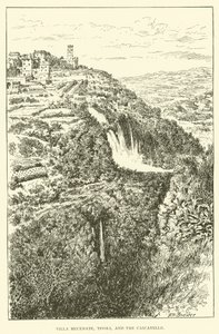 Villa Mecenate, Tivoli ve Cascatelle (gravür) by Henry William Brewer