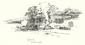 Chatsworth, Derbyshire, 1775'te (lito) by Herbert (after) Railton