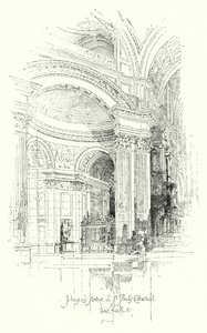Dr Johnson Heykeli, St Paul Katedrali, Londra (lito) by Herbert (after) Railton