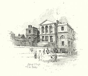 Sessions House, Old Bailey, Londra (lito) by Herbert (after) Railton