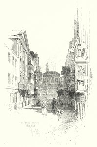 Devil Tavern, Fleet Street, Dr Johnson zamanında (litho)