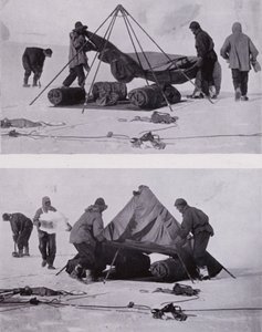 Çadırın kurulması (s/b fotoğraf) by Herbert Ponting