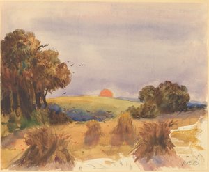 Gün batımında mısır tarlası by Hercules Brabazon Brabazon