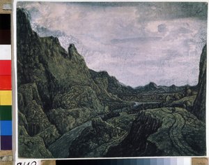 Bir yol ile kayalık vadi. Hercules Pietersz Seghers (veya Segers) tarafından çizim