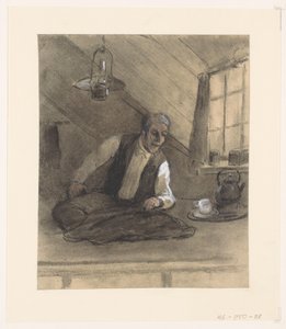 Bir çatı odasında iş yerinde terzi by Herman Heijenbrock (possibly)