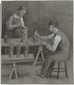 Figürin yapan iki işçi by Herman Heijenbrock