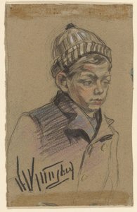 ceketli ve şapkalı çocuk by Herman Kruyder (signed by artist)