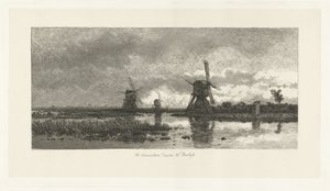 Yel değirmenleri ile manzara by Herman Löwenstam